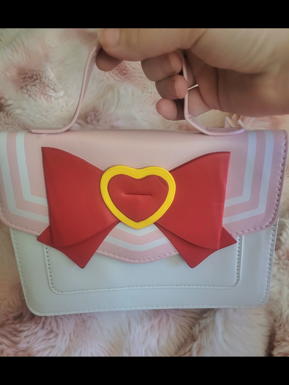 Pink and White Kawaii Sailor Magical Heart Bow Bag